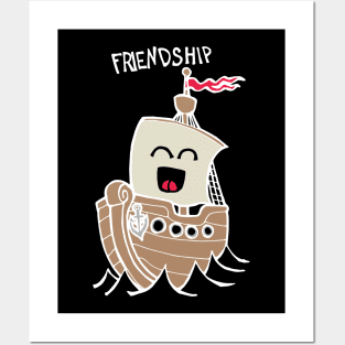 Friendship / Friend Ship (White) Posters and Art